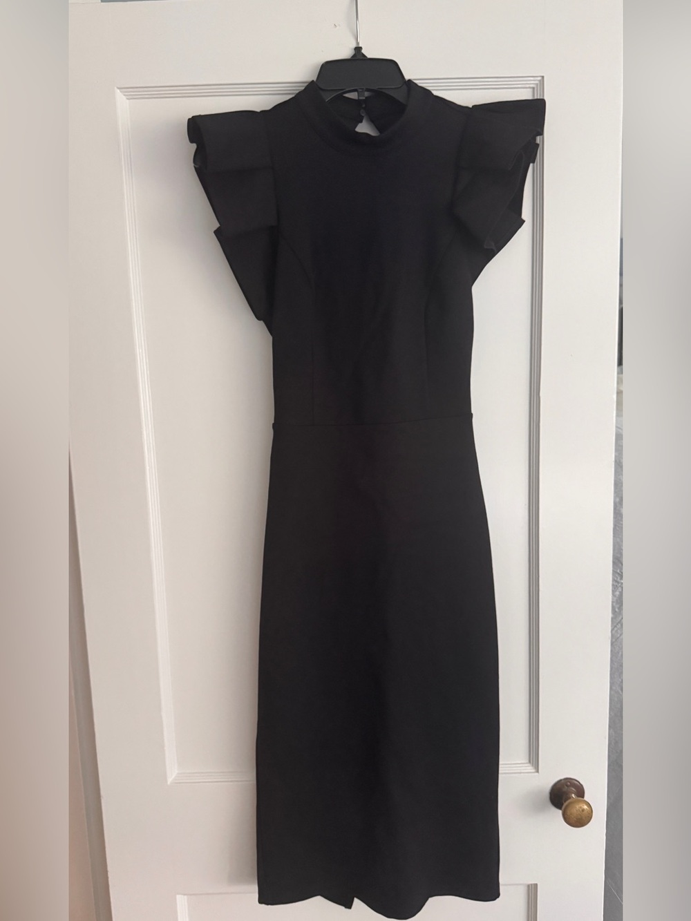 Lulu's Black Ruffle Sleeve Midi Dress